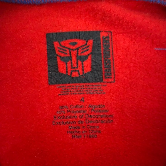 Transformers Boys' Optimus Prime Character Hoodie toddlers 4 - Picture 3 of 4